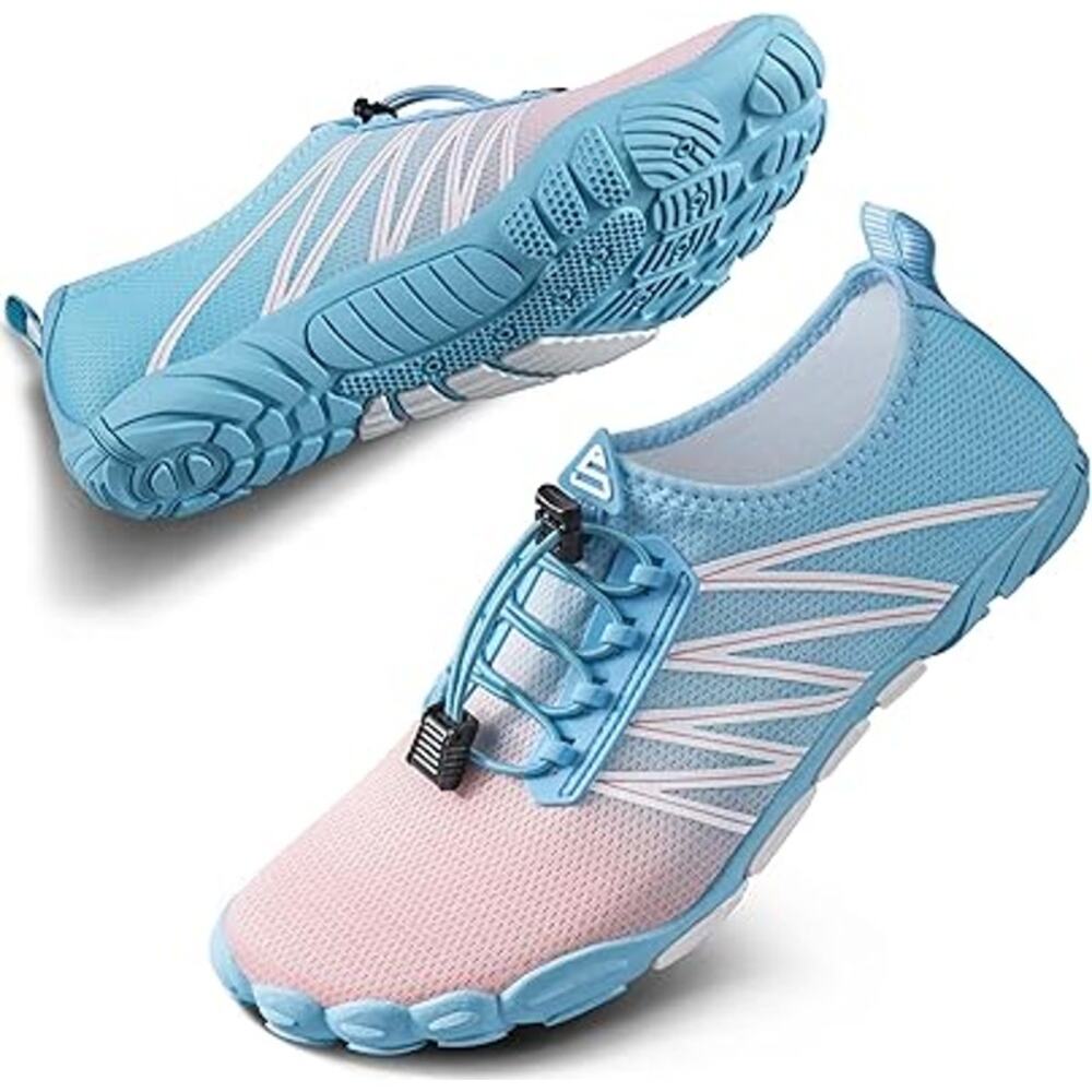 Seekway Womens Size 9 Blue Pink White Drawstring Quick-Dry Aqua Sock Water Shoes